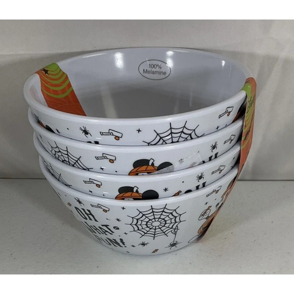 Disney Halloween Mickey Mouse Oh What Fun Set Of 4 Melamine Cereal Bowls